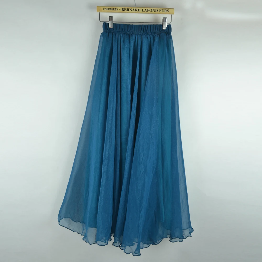 Высокая талия женская шифоновая юбка Длинная женская s пляжная летняя юбка макси в стиле бохо Saia Longa Faldas оборками Длинная юбка с подолом бренд