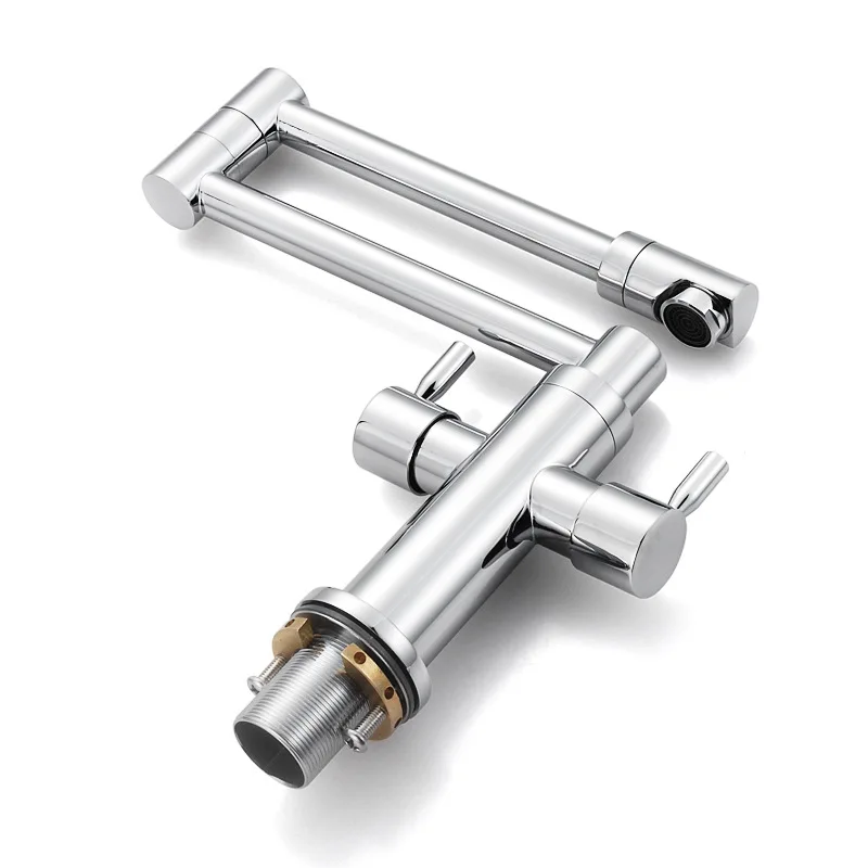 Brass Folding Kitchen Faucets Deck Mounted 360 Swivel Kitchen Sink Faucet Hot Cold Mixer Tap Chrome Pot Filler Faucet 2 Handles