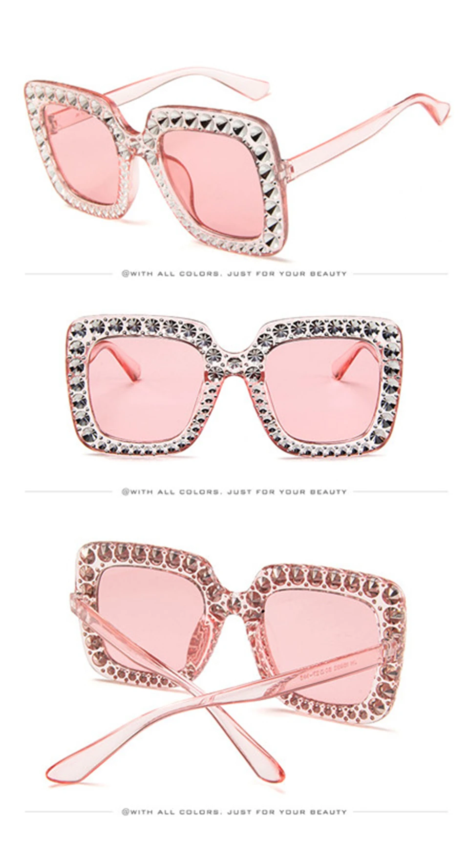 ALIKIAI Новые блестящие алмазные солнцезащитные очки для женщин фирменный дизайн блестящие квадратные оттенки женские зеркальные солнцезащитные очки Oculos Lunette