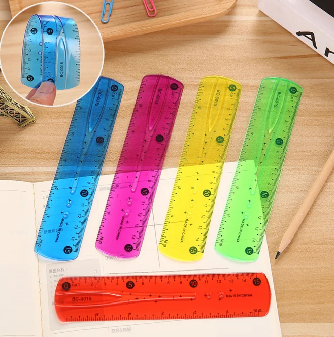 

5 Pcs New Soft Ruler multicolour student flexible ruler tape measure 15cm Straight Ruler Office School supplies