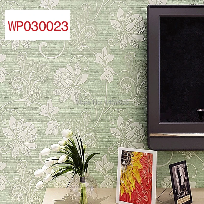 

European non-woven wallpaper the living room TV backdrop wallpaper 3D wallpaper Orange flower cozy bedroom