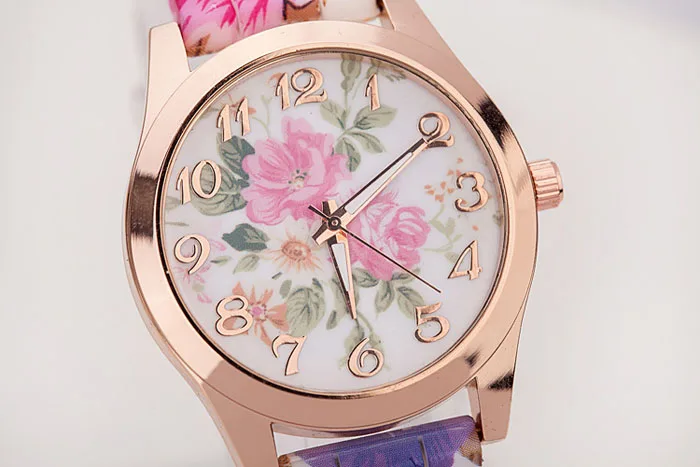 Топ Бренд роскошные часы для женщин Reloj цветок розы печати Силиконовые Цветочные желе платье часы леди девушки кварцевые наручные часы подарок