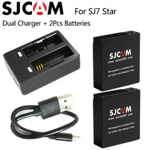 Оригинальный SJCAM sj7 звезда двойной Зарядное устройство + 2 шт. SJCAM Батареи 1000 мАч Перезаряжаемые литий-ионный Батарея для SJ Cam sj7 Спорт действие Камера