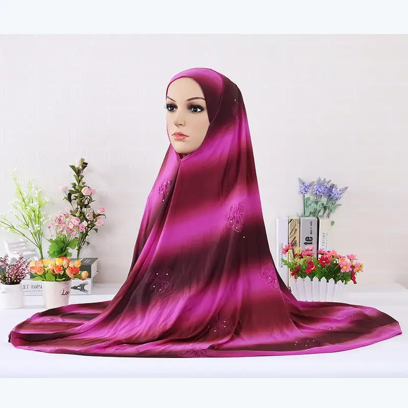Исламская одежда для женщин мгновенный хиджаб тюрбан с бриллиантами хиджаб с цветочным узором шапки платок Tturkish хиджаб расширения шеи грудь 1 шт - Цвет: C8