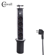 COSWALL 16A PULL POP UP 4 Разъем питания 2 usb порт зарядки кухонные настольные розетки выдвижные столешницы Столешница EU вилка