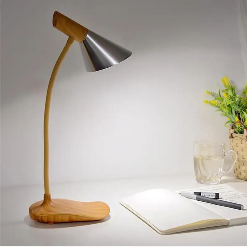 

Creative Wood Texture Table Lamp Nordic Minimalist Flexible USB Table Light LED Adjustable Eye Protection Reading Lights S30