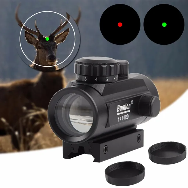 1 mira telescópica holográfica de punto rojo 40 mira telescópica de puntos rojo verde 11mm 20mm montaje de carril caza RL5-0013BL colimador Airsoft