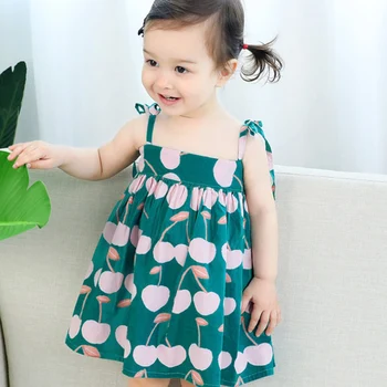 

Kids Girl Sling Dresses Summer Children Clothes Toddler Girls Dress Baby Cotton Sleeveless Printed Princess Dress 1-6 Years