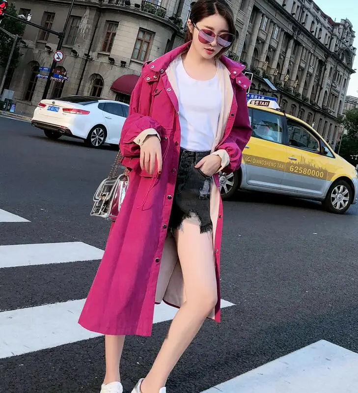 2019 Marque Lâche Nouvelle Surdimensionné Chic Femmes Femme Mode Royaume automne Coupe Automne Trench coat uni Décontracté vent 5qIABB