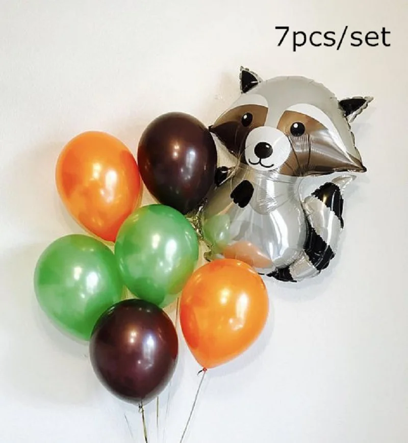 Лесные воздушные шарики в виде животных енота, Лисий баллон гелия С Днем Рождения украшения для детской вечеринки - Цвет: set 3