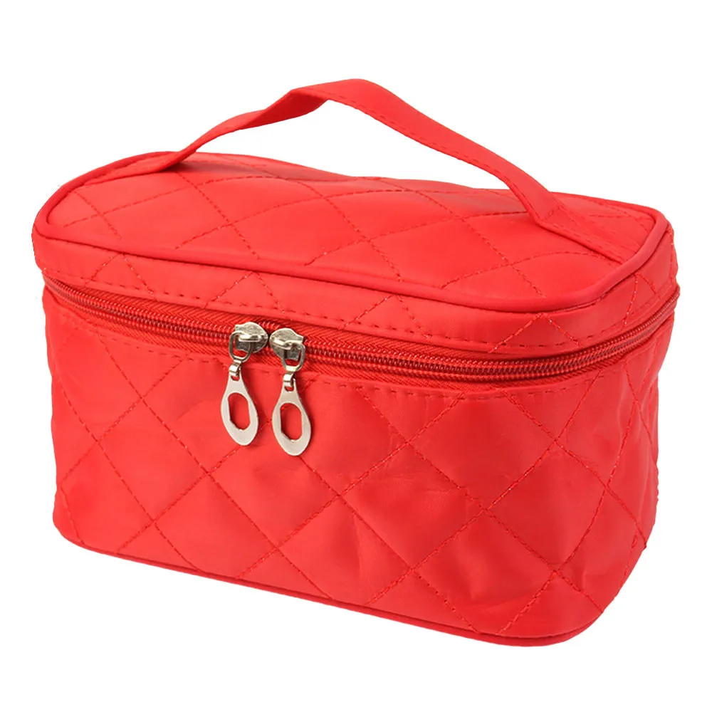 

New Fashion Simple Style Women Makeup Bag Square Case Grain Of Pure Color Women Make Up Bags Casual Cosmetic Bag 2016