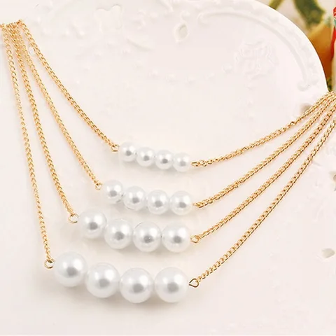 Shell Multi layer Necklaces For Women Girl Fashion Gold Color Long Pearl Pendant Necklace Collar Jewelry