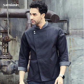 

new Long Sleeves Restaurant Uniform Kitchen Chef Jacket Uniforms Cook Clothes Food Services Frock Coats Wear Work hotel uniform