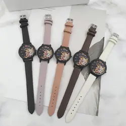 Лидер продаж Стильный кожаный ремешок с цветочным узором, имитирующий наручные часы кварцевые наручные часы в наличии дропшиппинг horloges mannen