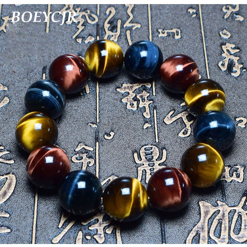 

BOEYCJR Red Blue Yellow Tiger Eyes Natural Stone Bangles & Bracelets Handmade Jewelry Energy Stone Beads Bracelet for Women 2019