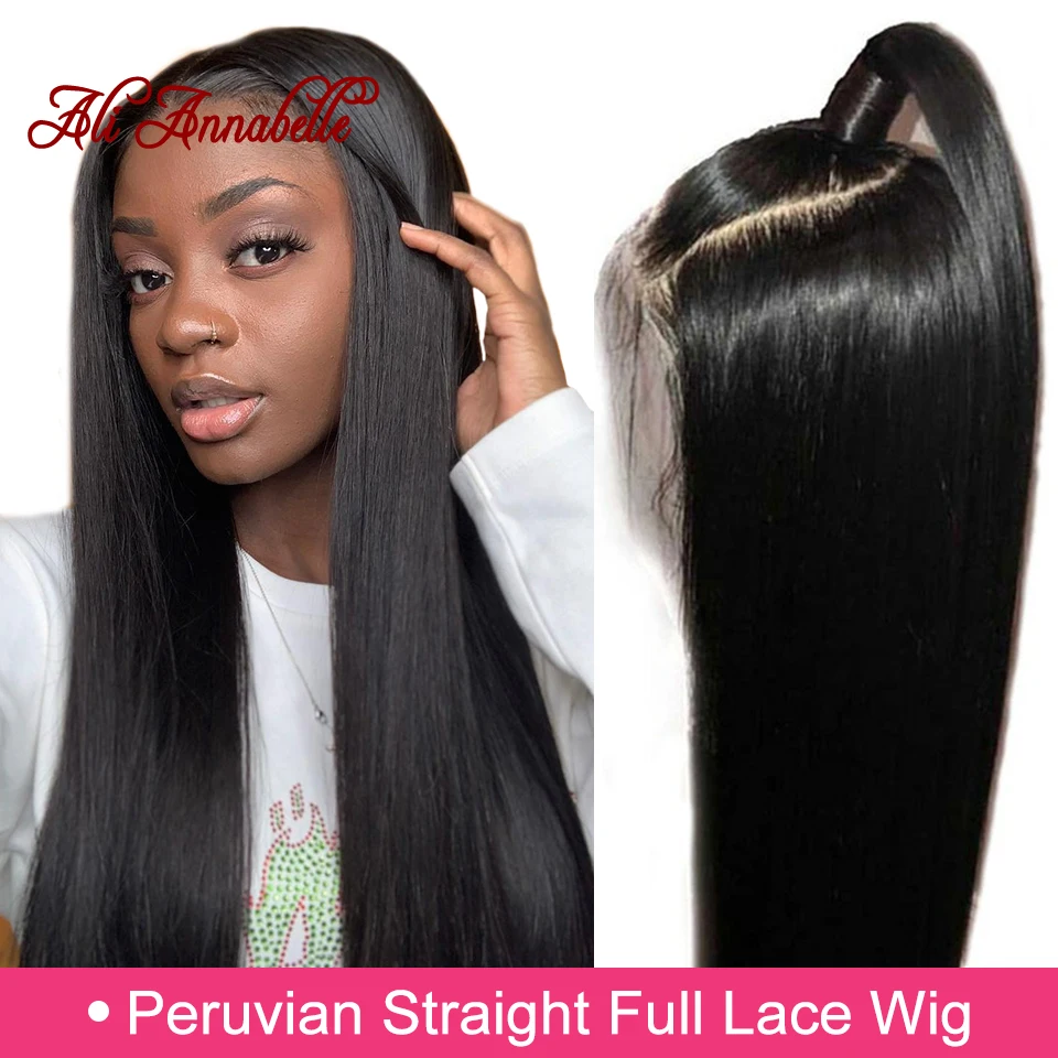 

Peruvian Straight Full Lace Human Hair Wigs for Black Women 130%/150% Pre-Plucked Full Lace Human Hair Wig With Natural-Hairline