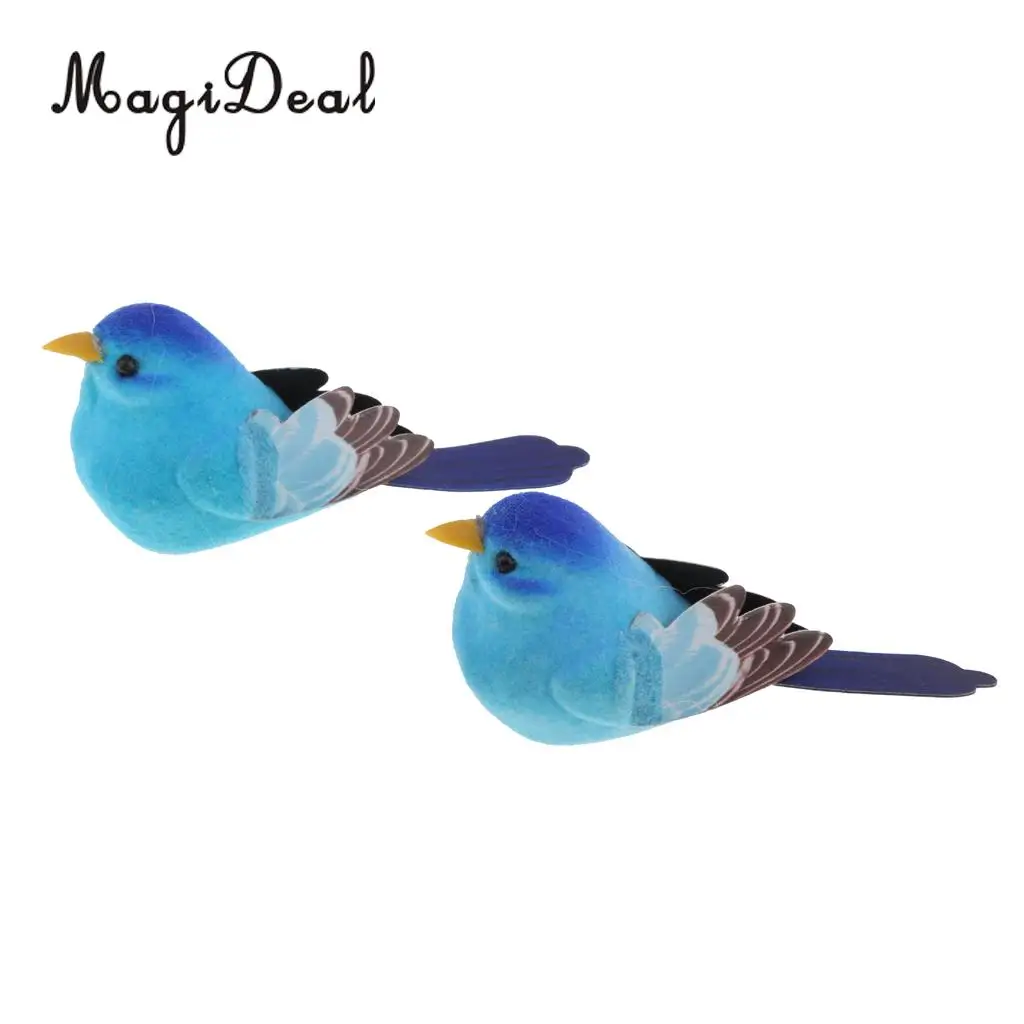 MagiDeal 2pcs Artificial Realistic Decor Fake Bird Simulation Home Ornament Bird