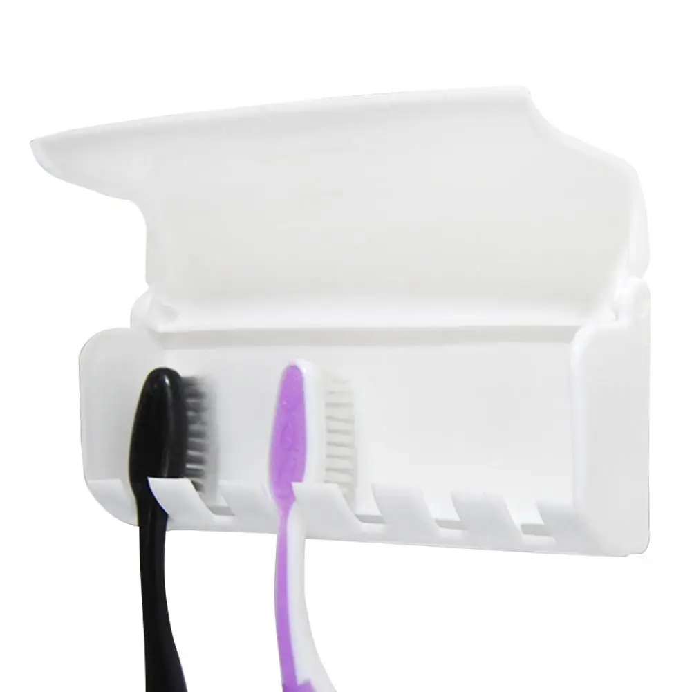 Bathroom Toothbrush Holder 6 Holes Bathroom Accessories Toothbrush Case Stickup Wall Hang Stand With Cover Free Shipping