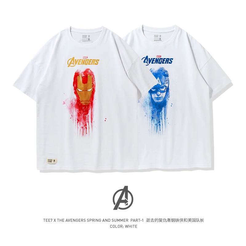 

TEE7 Men Casual Short Sleeve oversize t shirt Marvel the 10th anniversary avengers 4 Cotton Printed Tee Male leisure Blouse