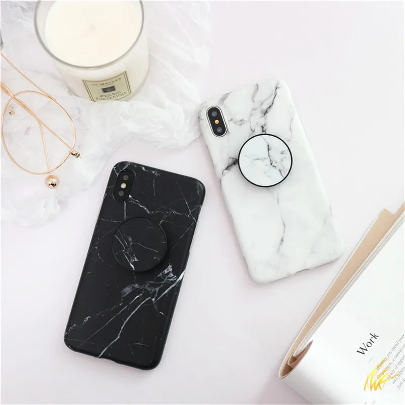 

Marble Case for iPhone X XR XS Max Case TPU Silicone Back Cover Tablet Bracket for iPhone 8 7 Plus 6 6S Plus Phone Bag Funda
