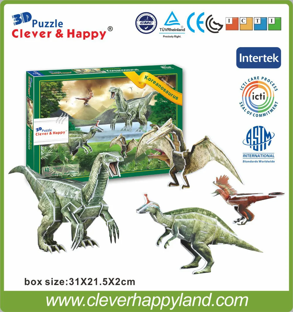 

2014 new clever&happy land 3d puzzle model Koreanosaur jigsaw puzzle diy paper model games for children paper
