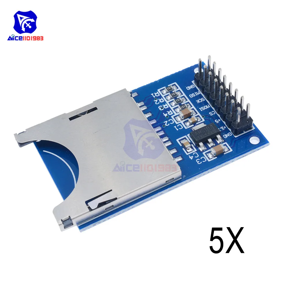 5PCS/Lot Reading And Writing Module SD Card Slot Socket Reader for Arduino ARM MCU 5V/3.3V | Электронные компоненты и