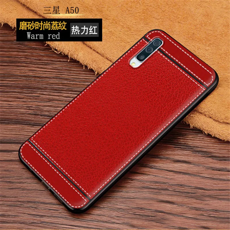 Чехол для Samsung Galaxy A50 ударопрочный кожаный мягкий силиконовый чехол с рисунком A 50