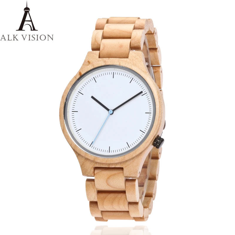 Relógios para Mulher Mostrador de Madeira Relógio de Quartzo para o Amante Visão Natureza Maple Simples Face Banda Relógio Feminino Alk Men