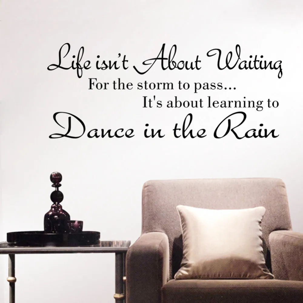 Alphabet Phrase Wall Stickers Life Isn't About Waiting Wall Stickers Quote Dancing in rain 3D Wall Decal Words Home Decor