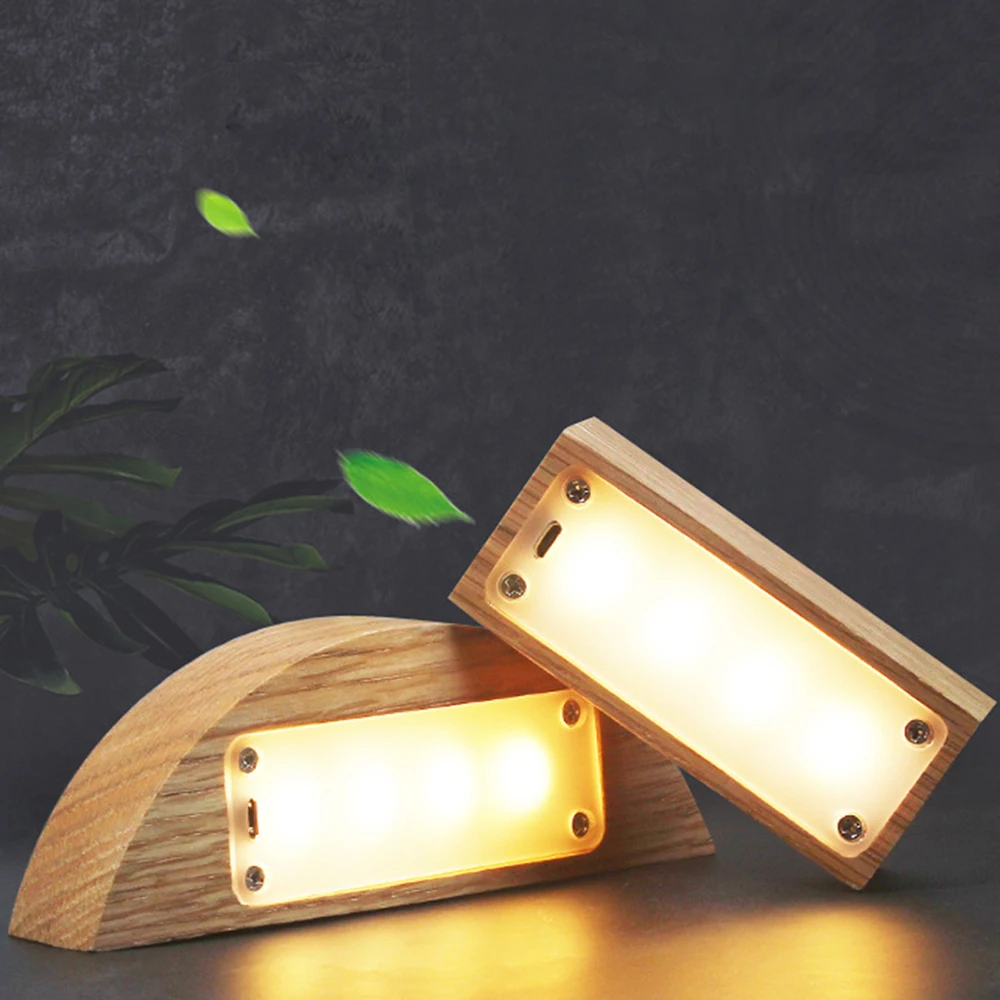 

Wood LED Night Light Battery 1100mAh Rechargeable Touch Dimmable Half Moon Light Table Lamp Home Decor Atmosphere USB Nightlamp