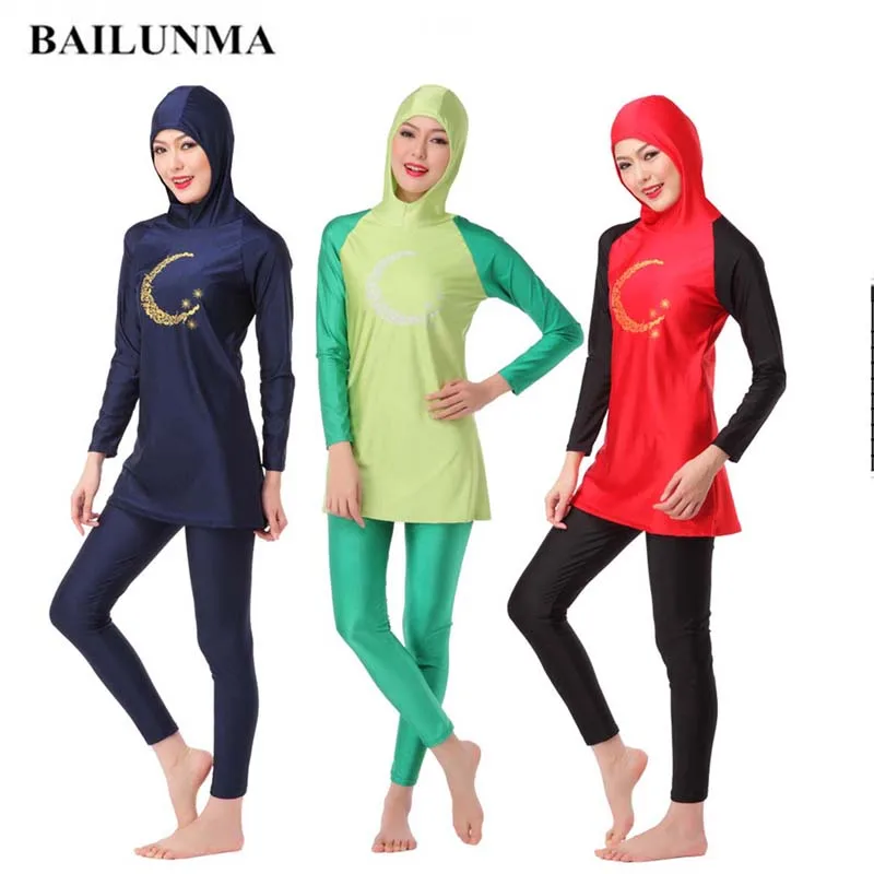 

Ladies Full Cover Burkinis Muslim Hooded Swimwear Islamic Women's Swimsuits Surfing Suits Arab Islam Modest Hijab Swimming B10G