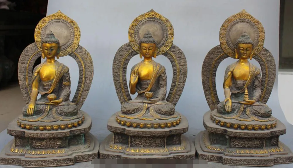 

11" Old Silver Gilt 8 Symbol Shakyamuni Buddha Stupa Set Dragon Phoenix Statue S0706 Discount 35%