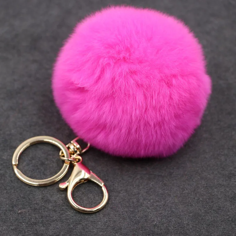 

Big Faux Leather 8CM Fur PomPom KeyChain Rabbit Hair Bulb Bag Pom Pom Ball Key Chain Pendant Porte Clef for Women Lovely Fluffy