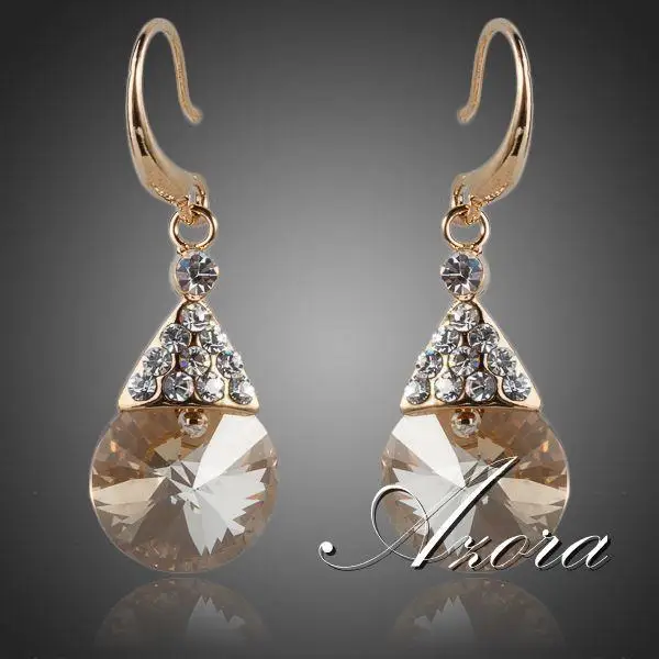 Azora, Золотые круглые серьги с австрийскими кристаллами Stellux TE0057