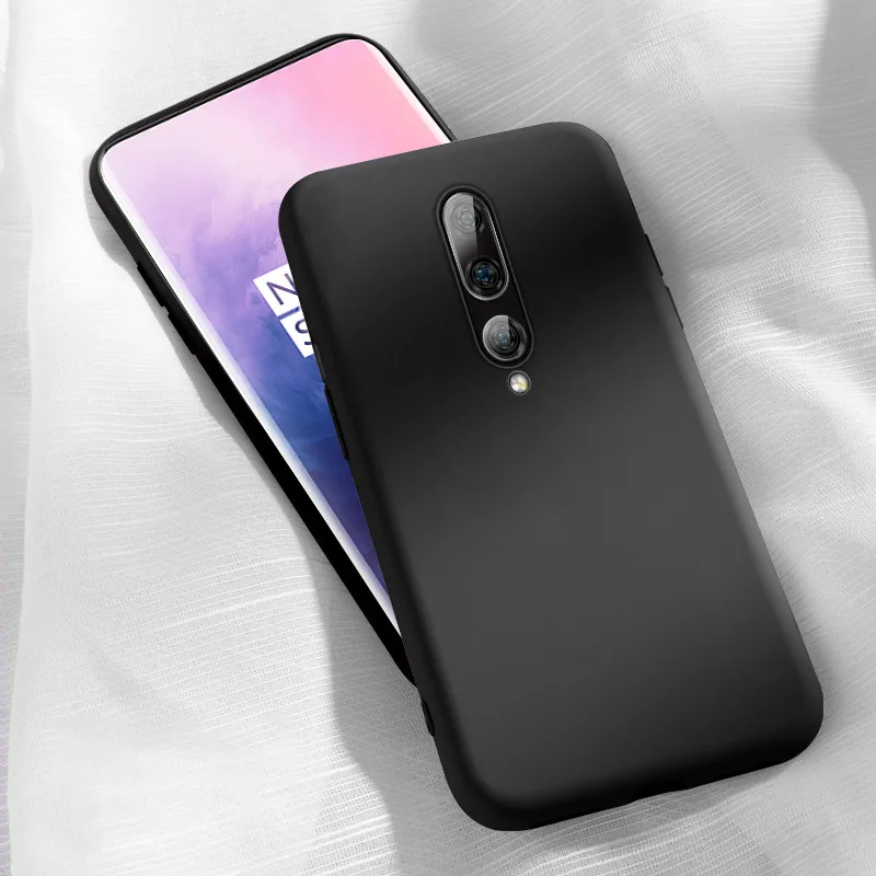 Чехол для oneplus 7 pro, силиконовая защитная задняя крышка MOFi 1+ 7, цветная защитная оболочка one plus 7 pro, защитный мягкий чехол - Цвет: black