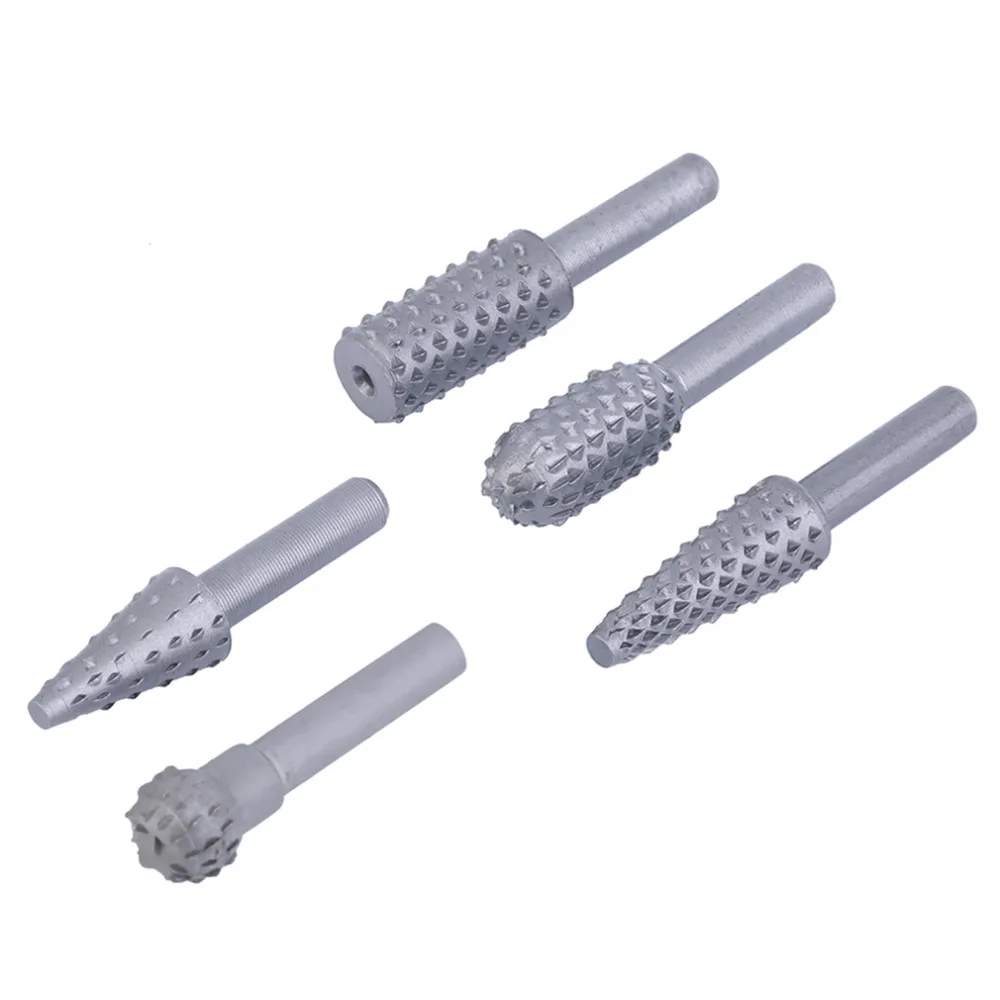 

OUTAD 5pcs Steel Rotary Burr Set 1/4'' 6mm Grinder Shank Wood Rasp Drill Bits Popular New