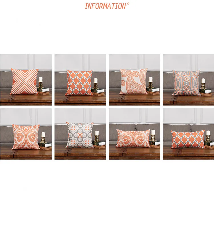 Оранжевого наволочка Винтаж Чехлы Декоративные подушки Чехол Серый геометрический подушки охватывает домашнего декора для диван 45x45 см