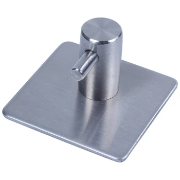 

Silver Bathroom Lavatory Self Adhesive Single Coat and Robe Hook, Brushed Stainless Steel