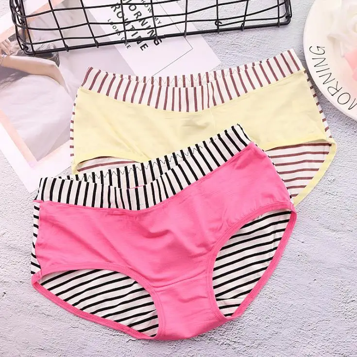 1 PCS 12 Styles Women Patchwork Striped Modal Briefs Underwear Panties