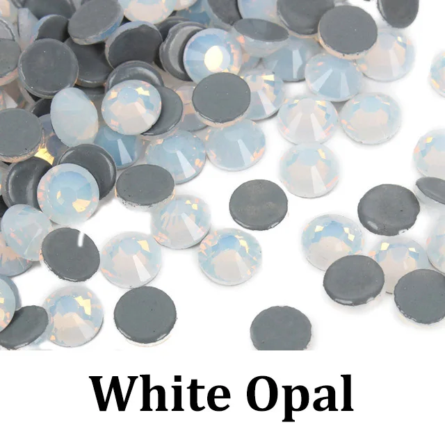White opal Распродажа высокое качество а++ исправление хрусталя и искусственного алмаза Ss6-ss30 стекло декоративные камни для одежды сумки обувь - Цвет: White opal