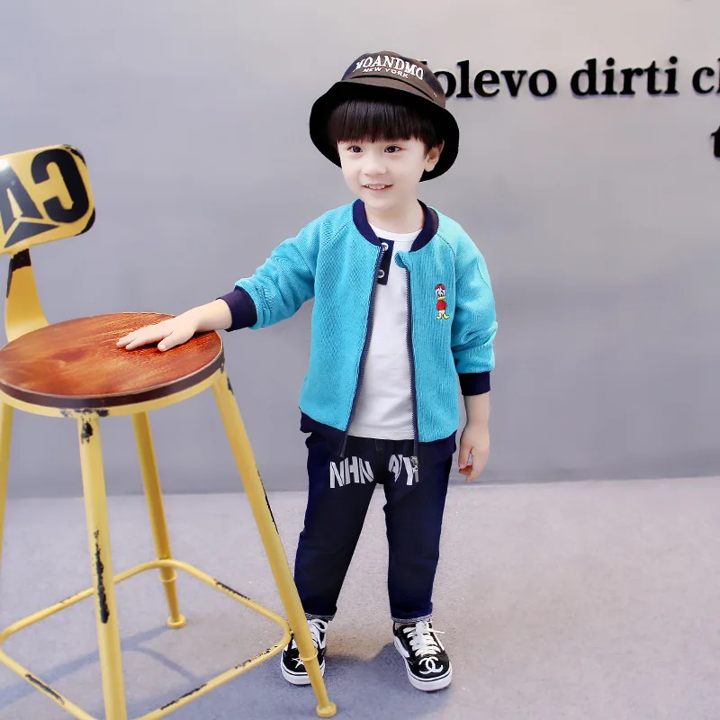 Детские комплекты одежды из 3 предметов на весну и осень куртки с капюшоном для маленьких мальчиков, футболки и штаны, костюм повседневная спортивная одежда для маленьких девочек - Цвет: O