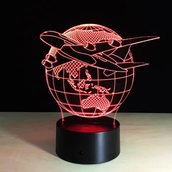 

Plane Fly Earth 3d Lamp 7 Color Change Remote Switch Small dask Light Colored Lights Atmosphere Lamp Bedroom Light For Gift