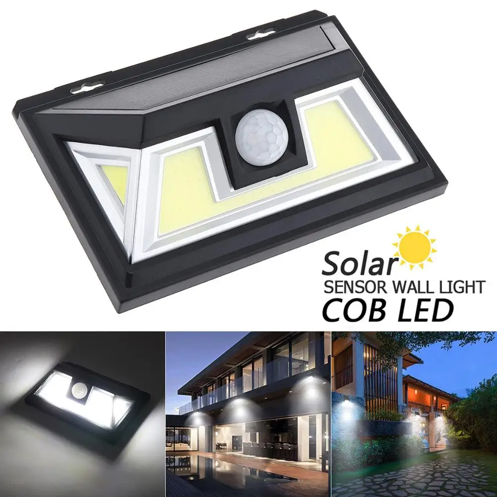 

76 Core COB White Light PIR Human Body Sensing Wall Light Solar Sensor Corridor Light for Garden Outdoor Courtyard Lighting