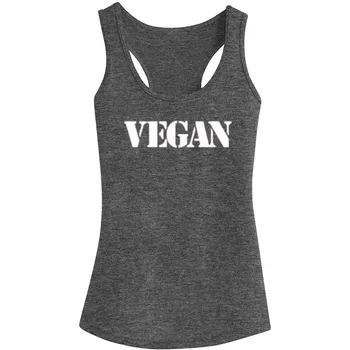 

Womens Vegetarian Vegan Fitness Workout Racerback Tank Tops - Heathered Grey