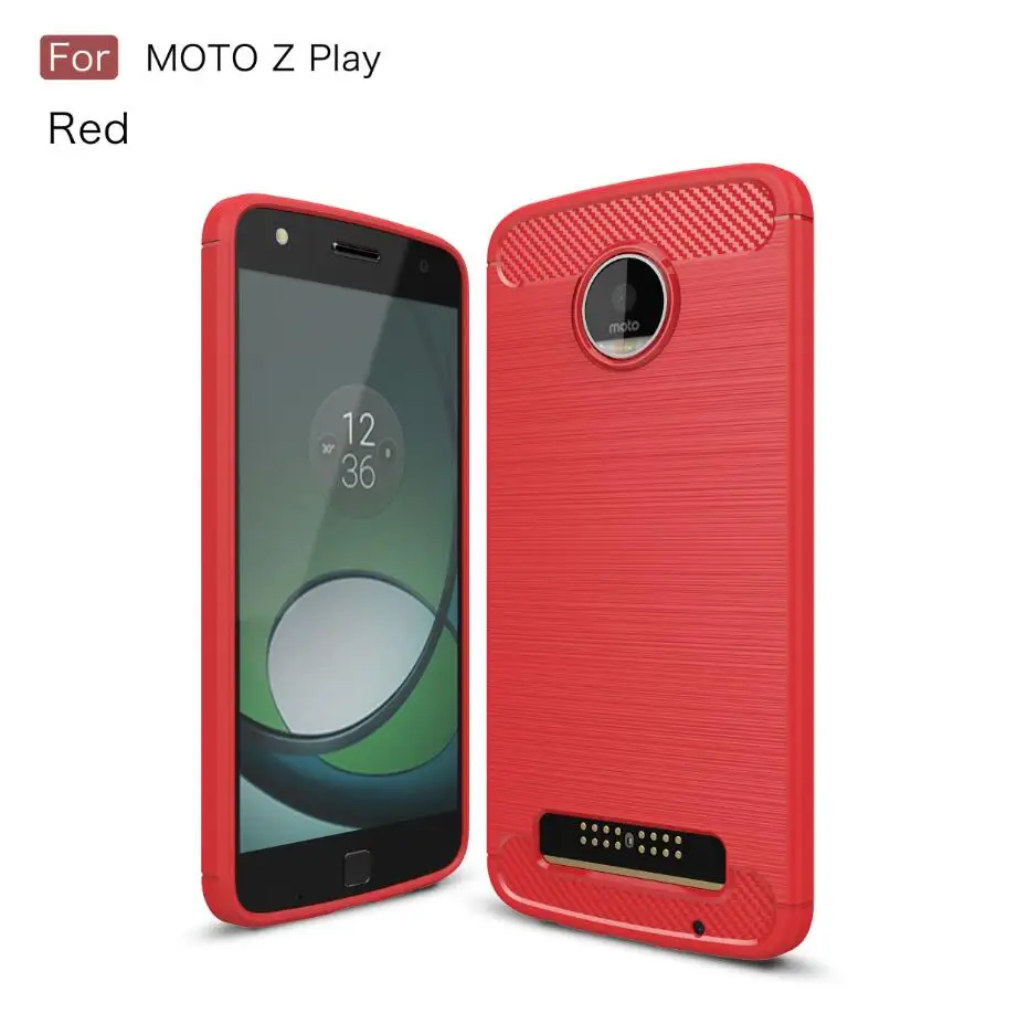 Чехол XT1650 XT1635, прочная броня, Высококачественная текстура из углеродного волокна, матовая задняя крышка из ТПУ для Motorola Moto Z/Z Z2 play/Z Z2 Force - Цвет: red