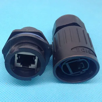 

Waterproof Ethernet RJ45 connector; plug+socket together