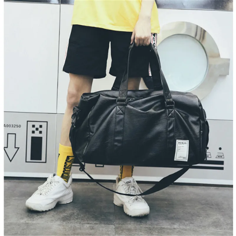 

Shoulder Bags For Women Men 2019 Pu Leather Black Sports Bag Designer Handbags Waterproof Outdoor Crossbody Bags Travel Big Bag