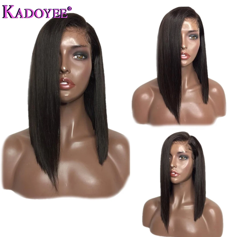 Боковая часть, парики из натуральных волос на кружеве, бразильские волосы remy, прямые короткие длинные парики с детскими волосами, предварительно выщипанные для черных женщин