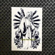 Trendy Death Skull Devil Jesus Design Arm Tattoo Sleeve Waterproof Body Leg Art Temporary Tattoo Stickers For Men Women GHB-137