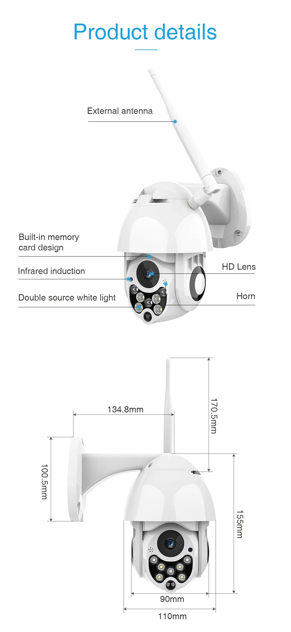 YCC365 1080P 2.0MP Водонепроницаемая ip-камера, уличная камера, WiFi CCTV камера, беспроводная, автоматическое отслеживание, ночное видение, PTZ камера безопасности